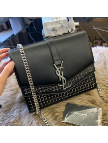 Saint Laurent Medium Sulpice Bag in Studded Leather 532629 Black/Silver 2019