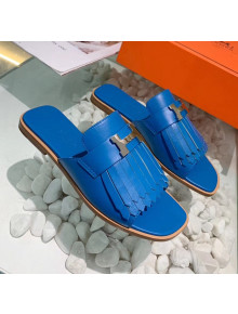 Hermes Calfskin Auteuil Sandal Blue 2020