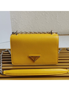 Prada Nylon and Saffiano Leather Shoulder Bag 1BD032 Yellow 2021