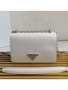 Prada Nylon and Saffiano Leather Shoulder Bag 1BD032 White 2021