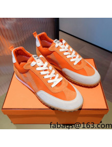 Hermes Suede Stitching H Sneakers Orange 2021