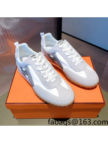 Hermes Suede Stitching H Sneakers White 2021