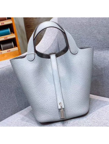 Hermes Picotin Lock 18cm/22cm in Clemence Leather with Silver Hardware Seagull Grey (All Handmade)