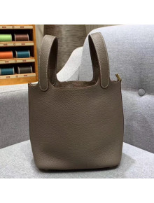 Hermes Picotin Lock 18cm/22cm in Clemence Leather with Gold Hardware Elephant Grey (All Handmade)