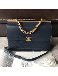 Chanel Lambskin Coco Luxe Large Flap Bag A57087 Deep Blue 2018