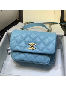 Chanel Quilted Calfskin Medium Flap Bag with Top Handle AS1155 Blue 2020