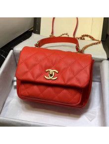 Chanel Quilted Calfskin Medium Flap Bag with Top Handle AS1155 Red 2020