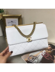 Chanel Lambskin Coco Luxe Large Flap Bag A57087 White 2018