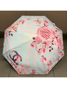 Chanel CC Flower Print Umbrella Pink/Blue 2019