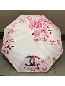 Chanel CC Flower Print Umbrella Pink/White 2019