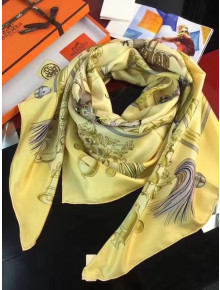 Hermes Silk Print Square Scarf 140x140cm HE03 Yellow 2020