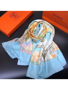 Hermes Silk Print Square Scarf 140x140cm HE05 Blue 2020