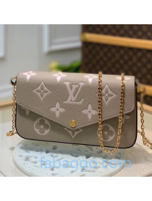 Louis Vuitton Félicie Pochette Clutch with Chain/Mini Bag in Monogram Leather M69977 Gray 2020