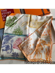 Hermes Reversible Silk Sqaure Scarf 90x90cm Orange 2021