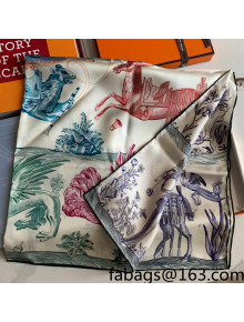 Hermes Reversible Silk Sqaure Scarf 90x90cm Blue 2021