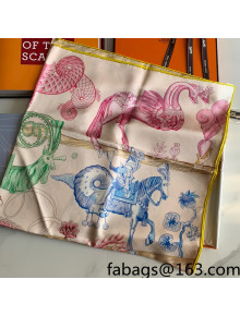 Hermes Reversible Silk Sqaure Scarf 90x90cm Pink 2021