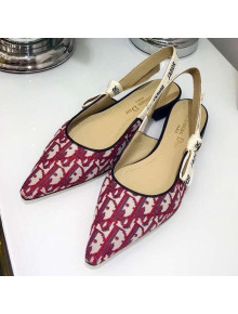 Dior J'adior Slingback Ballet Flat in Diorquake Oblique Canvas Burgundy 2019