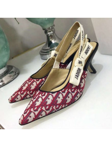 Dior J'adior Slingback Pump 6.5cm in Diorquake Oblique Canvas Burgundy 2019