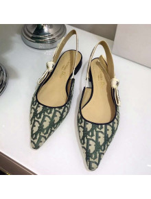 Dior J'adior Slingback Ballet Flat in Diorquake Oblique Canvas Green 2019