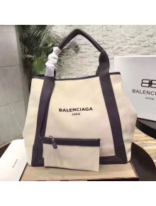 Balenciaga Denim Navy Cabas Large Bag White/Gray 2017