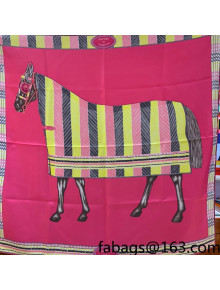 Hermes War Horse Silk Square Scarf 90x90cm Pink 2021