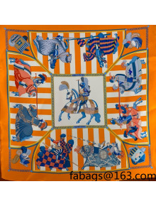 Hermes Mask Rider Silk Square Scarf 90x90cm Orange 2021