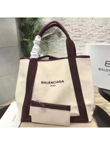 Balenciaga Denim Navy Cabas Large Bag White/Burgundy 2017