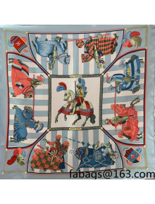 Hermes Mask Rider Silk Square Scarf 90x90cm Blue 2021