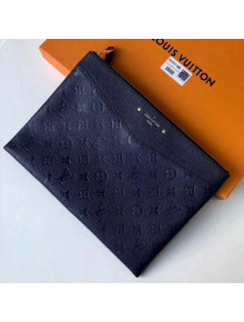 Louis Vuitton Monogram Empreinte Daily Pouch Clutch Bag Navy Blue 2018