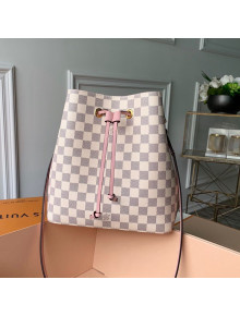 Louis Vuitton Noe Bucket Bag in Damier Azur Canvas N40152 Pink 2019