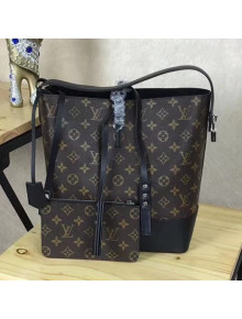 Louis Vuitton Monogram Canvas and Calfskin Hobo Bag Black 2018