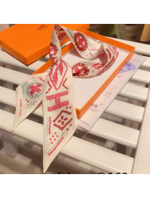 Hermes Twilly Silk Bandeau Scarf 5x86cm White 2021