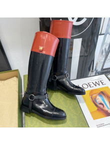 Gucci Leather Knee-high boot with Harness Black/Brown 2021 