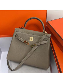 Hermes Kelly 25cm/28cm/32cm Togo Leather Bag Grey(Gold Hardware)