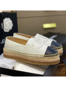 Chanel CC Leather Platform Espadrilles White 2021 14