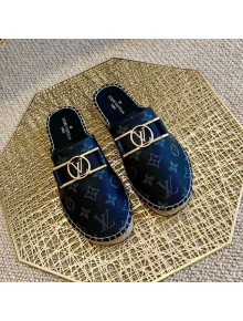 Louis Vuitton Monogram Canvas Espadrille Flat Mules with Rectangle LV Buckle Black 2021