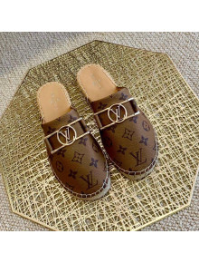 Louis Vuitton Monogram Reverse Canvas Espadrille Flat Mules with Rectangle LV Buckle 2021