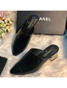 Chanel Patent Crocodile Embossed Calfskin Mules G34909 Black 2019