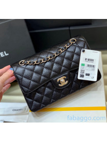 Chanel Quilted Grained Calfskin Small Classic Flap Bag A01113 Origiinal Quality Black/Silver 2021 