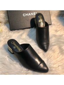 Chanel Leather Mules G34909 Black 2019