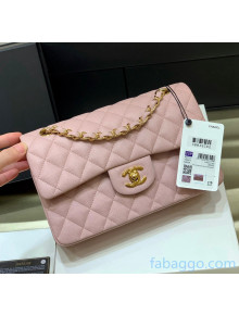 Chanel Quilted Grained Calfskin Small Classic Flap Bag A01113 Origiinal Quality Light Pink/Gold 2021 