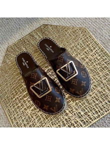 Louis Vuitton Monogram Canvas Espadrille Flat Mules with Square LV Buckle Brown 2021