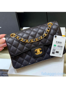 Chanel Quilted Grained Calfskin Small Classic Flap Bag A01113 Origiinal Quality Black/Gold 2021 