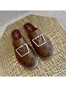 Louis Vuitton Monogram Reverse Canvas Espadrille Flat Mules with Square LV Buckle 2021