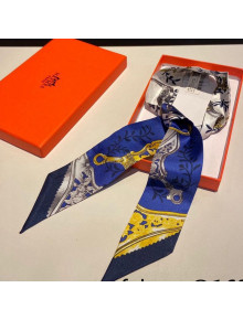 Hermes Stirrup Twilly Silk Bandeau Scarf Blue 2021