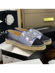 Chanel Embroidered CC Lambskin Espadrilles Silver 2021 33