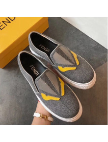 Fendi Flat Bag Bugs Eyes Cashmere Loafers Dark Grey 2019