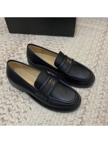 Chanel Calfskin Chain CC Loafers Black 2021 111202