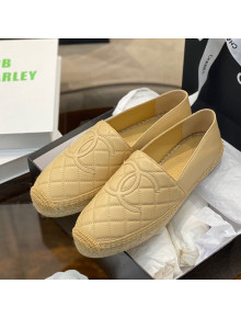 Chanel CC Quilted Lambskin Espadrilles Beige 2021 43