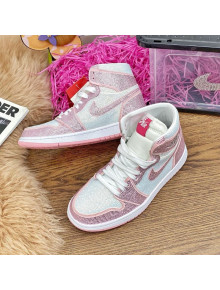 Nike Air Jordan Crystal Allover High-top Sneakers Light Pink 2020 (For Women and Men)